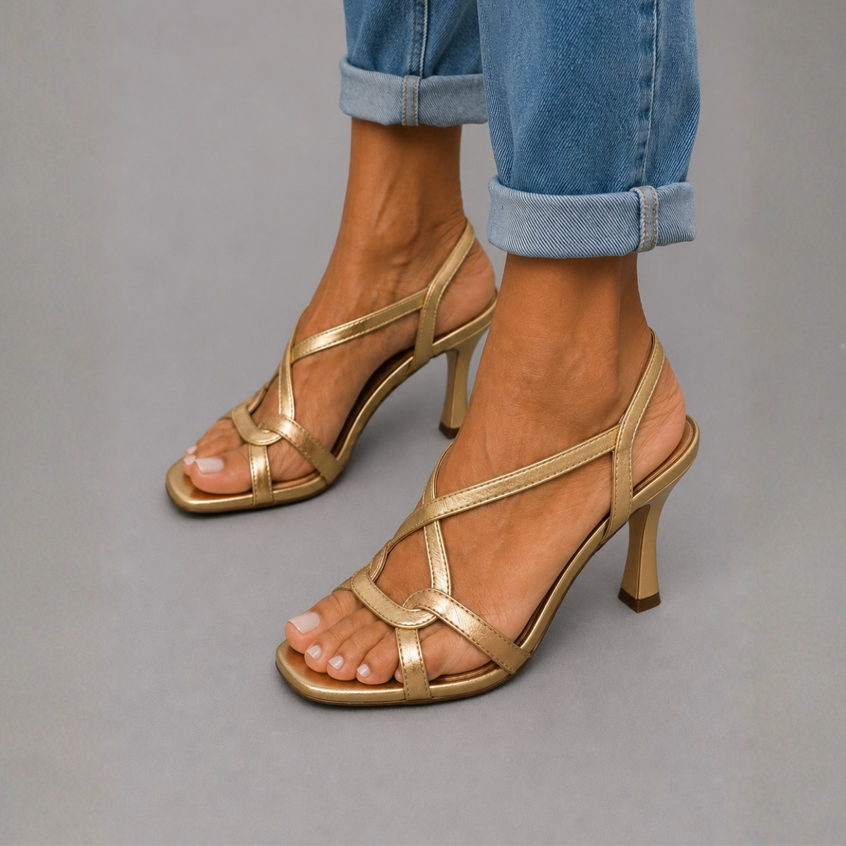 SOLEIL | GOLDEN STRAPPY SANDALS