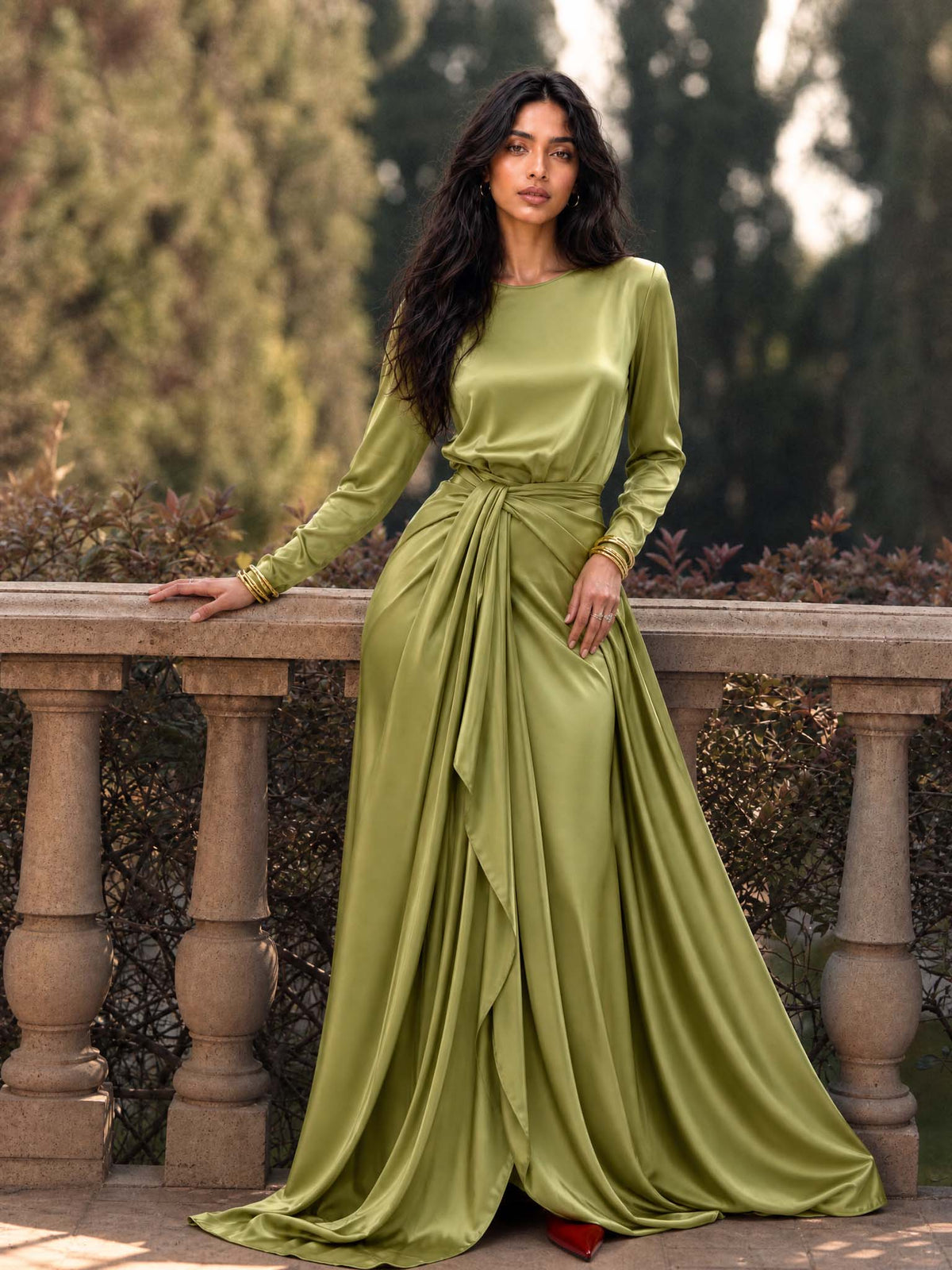 VALERIE | DRAPED SATIN MAXI DRESS