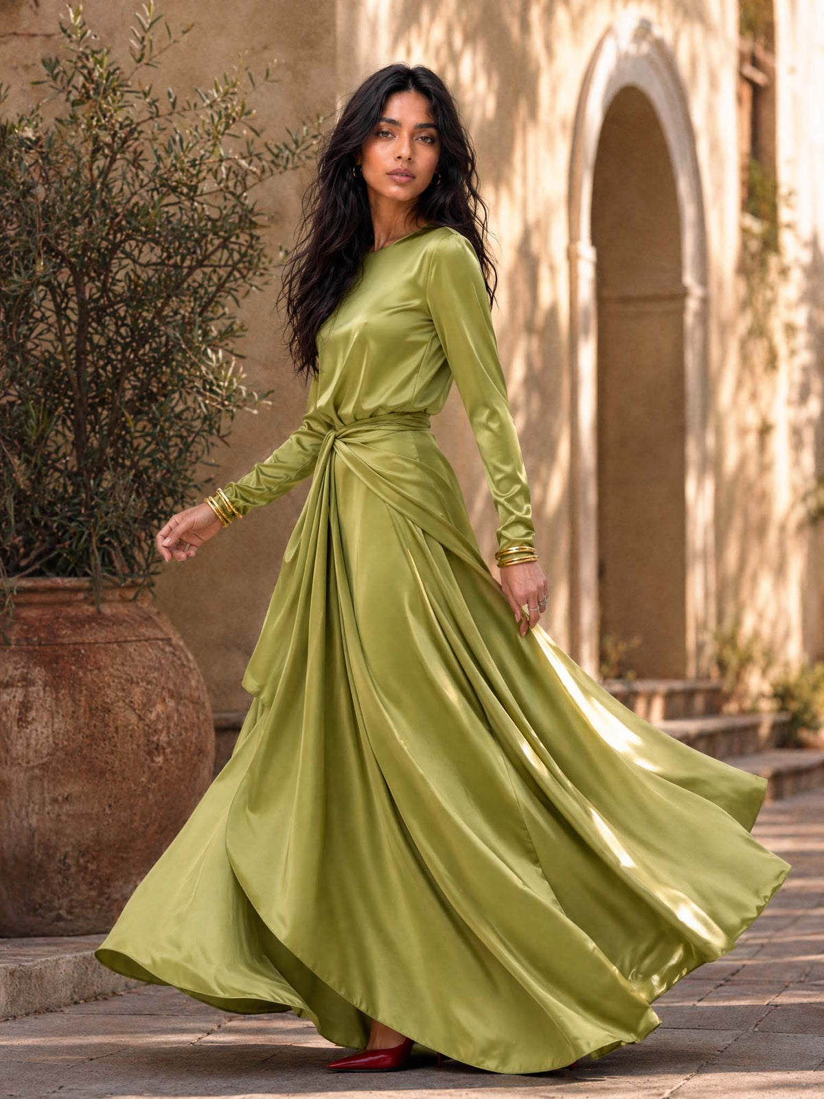 VALERIE | DRAPED SATIN MAXI DRESS