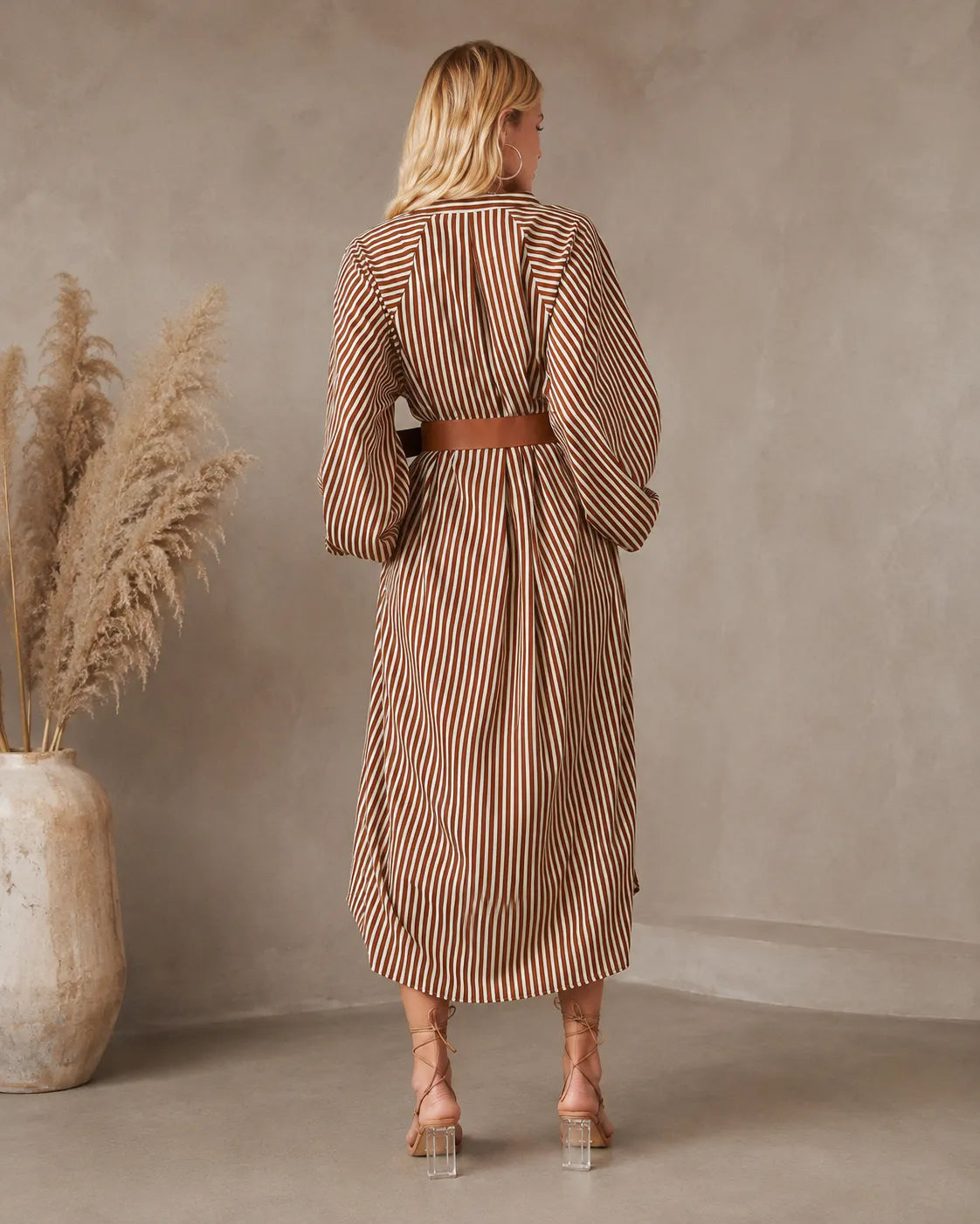 CRISTINA | STRIPED MIDI SHIRT DRESS