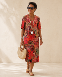 KIRSTEN | VIBRANT FLORAL WRAP MIDI DRESS