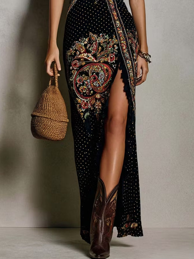 MARLEY | BOHEMIAN PRINT DEEP V-NECK DRESS