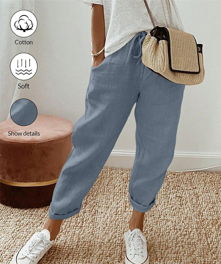 HINE | COTTON LINEN RELAXED TROUSERS