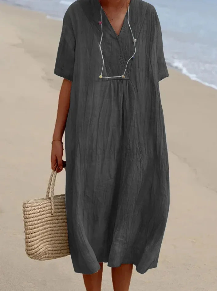 JADE | TEXTURED MAXI DRESS WITH LOOSE FIT
