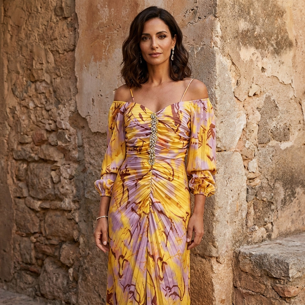 GREGORIA | FLORAL MAXI DRESS WITH DEEP NECKLINE