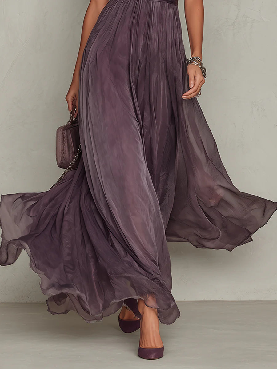 GEORGIA | PURPLE KEYHOLE CHIFFON MAXI DRESS