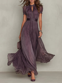 GEORGIA | PURPLE KEYHOLE CHIFFON MAXI DRESS