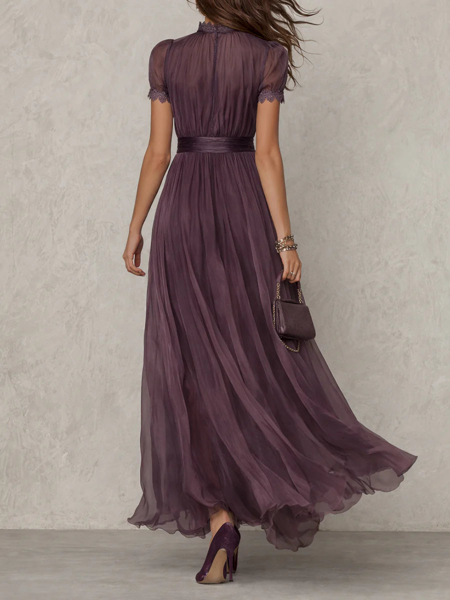 GEORGIA | PURPLE KEYHOLE CHIFFON MAXI DRESS