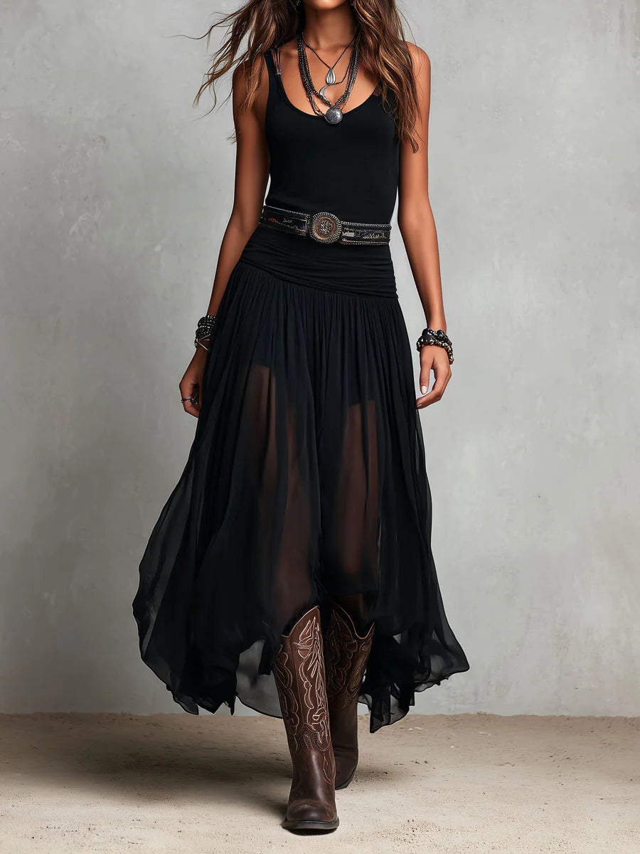 HOLLY | BLACK TOP & TULLE MAXI SKIRT