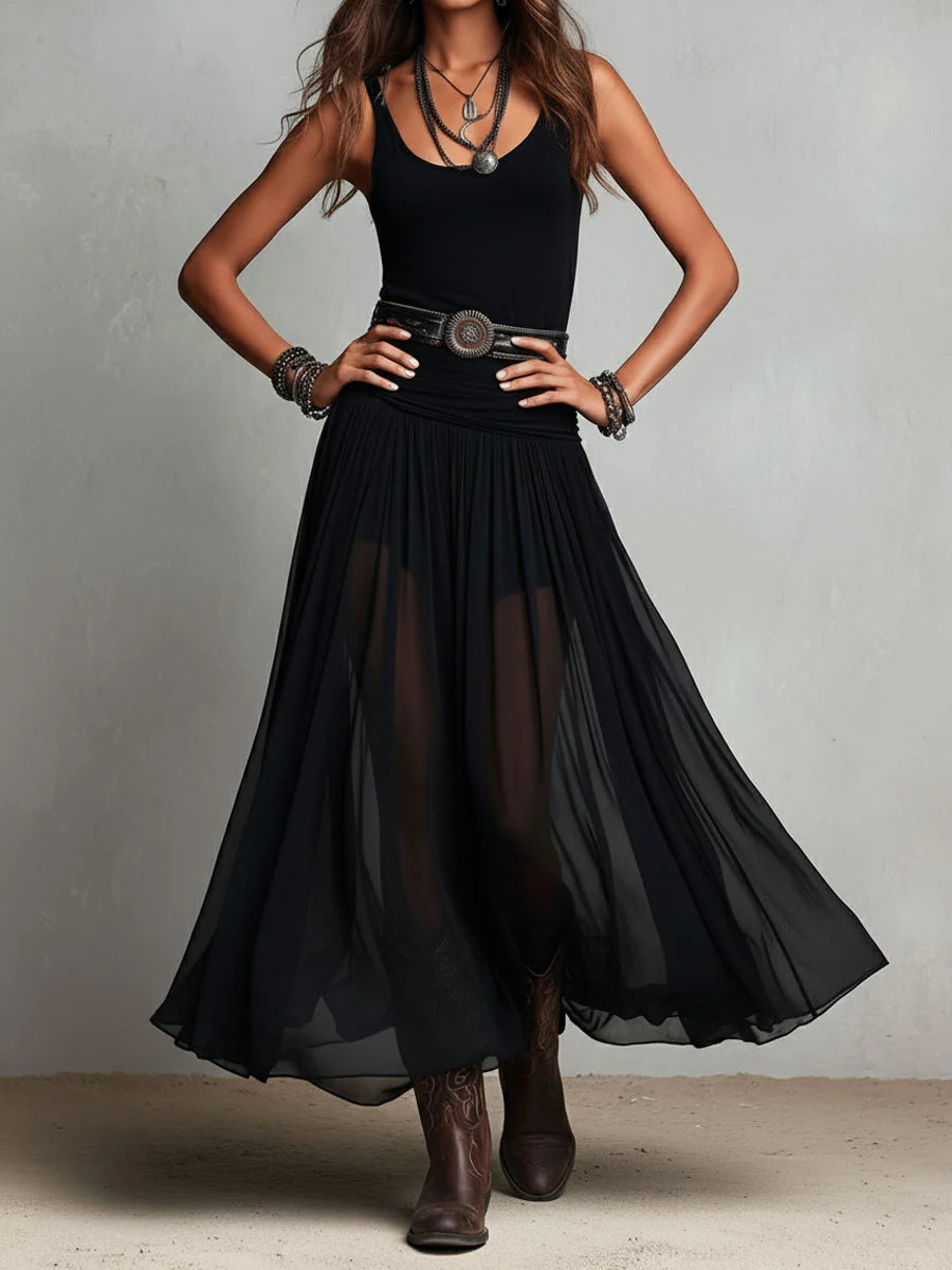 HOLLY | BLACK TOP & TULLE MAXI SKIRT