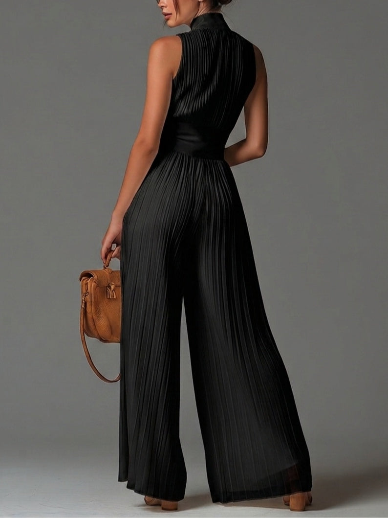 LUCY | BLACK SLEEVELESS V-NECK JUMPSUIT