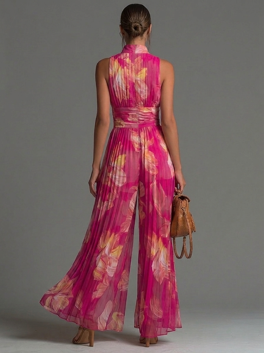 ESME | PLEATED CHIFFON ZIP JUMPSUIT