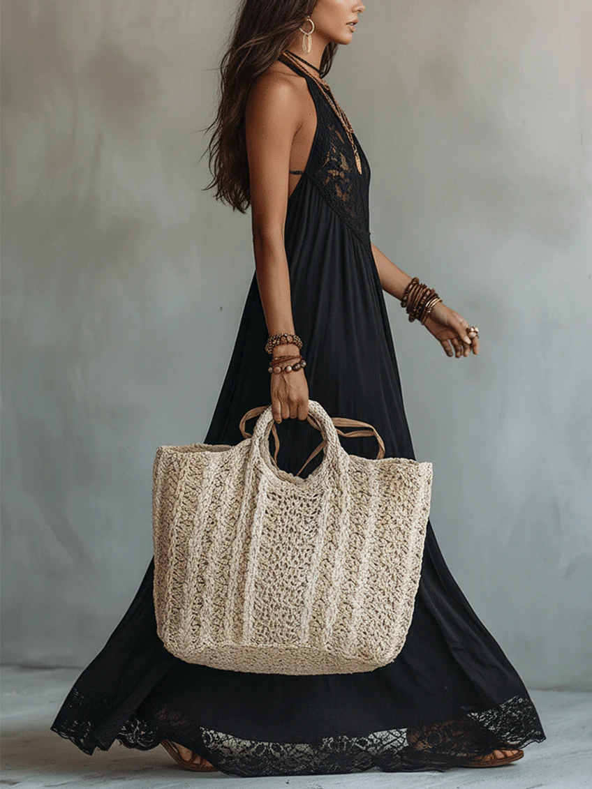 NINA | BLACK BOHEMIAN LACE MAXI DRESS