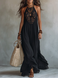 NINA | BLACK BOHEMIAN LACE MAXI DRESS