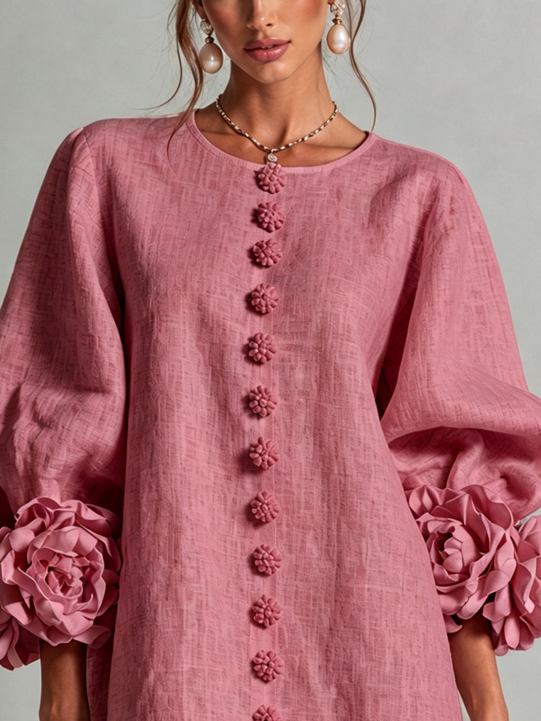 ANDRESSA | PUFF SLEEVE FLOWER CUFF MINI DRESS