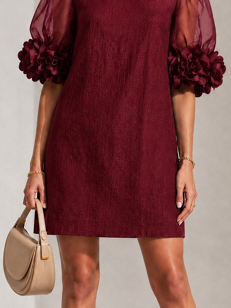 ANA | TRANSPARENT SLEEVE FLOWER CUFF DRESS