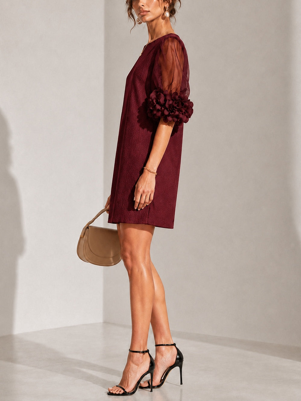 ANA | TRANSPARENT SLEEVE FLOWER CUFF DRESS