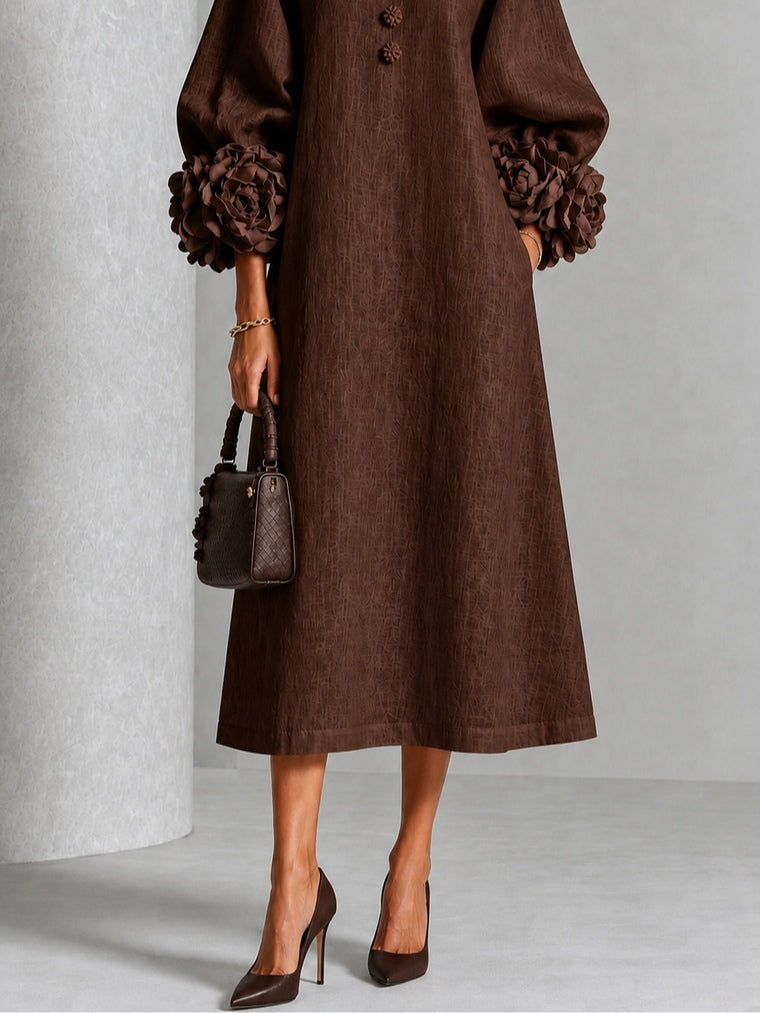 CECÍLIA | APPLIED FLOWER MIDI DRESS