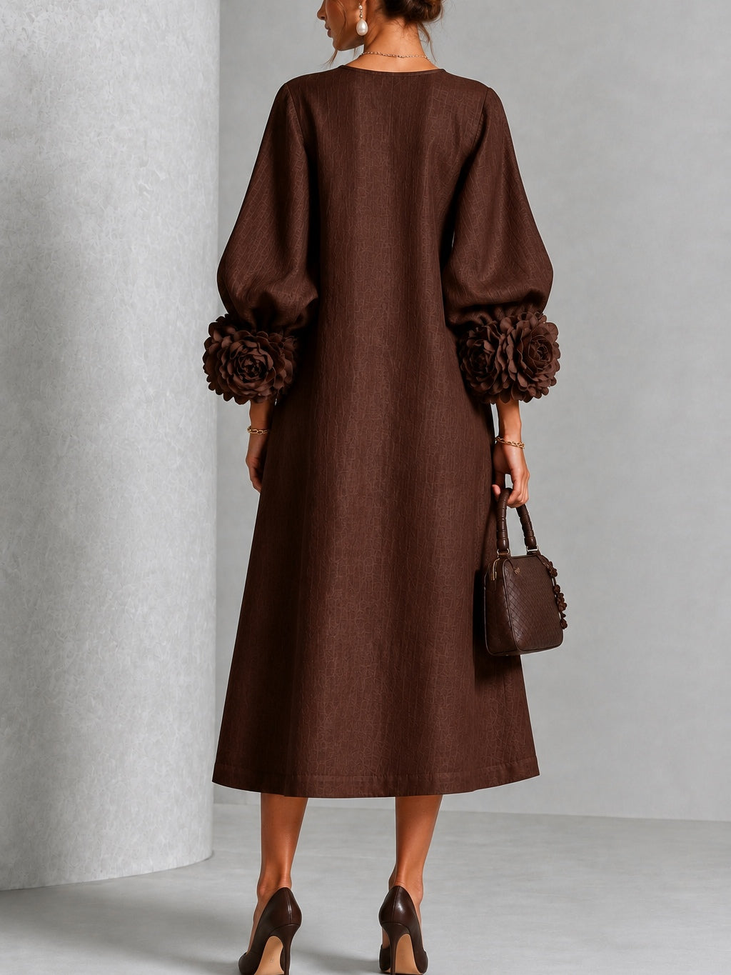 CECÍLIA | APPLIED FLOWER MIDI DRESS