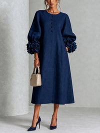 AURORA | RUFFLED CUFF MIDI DRESS