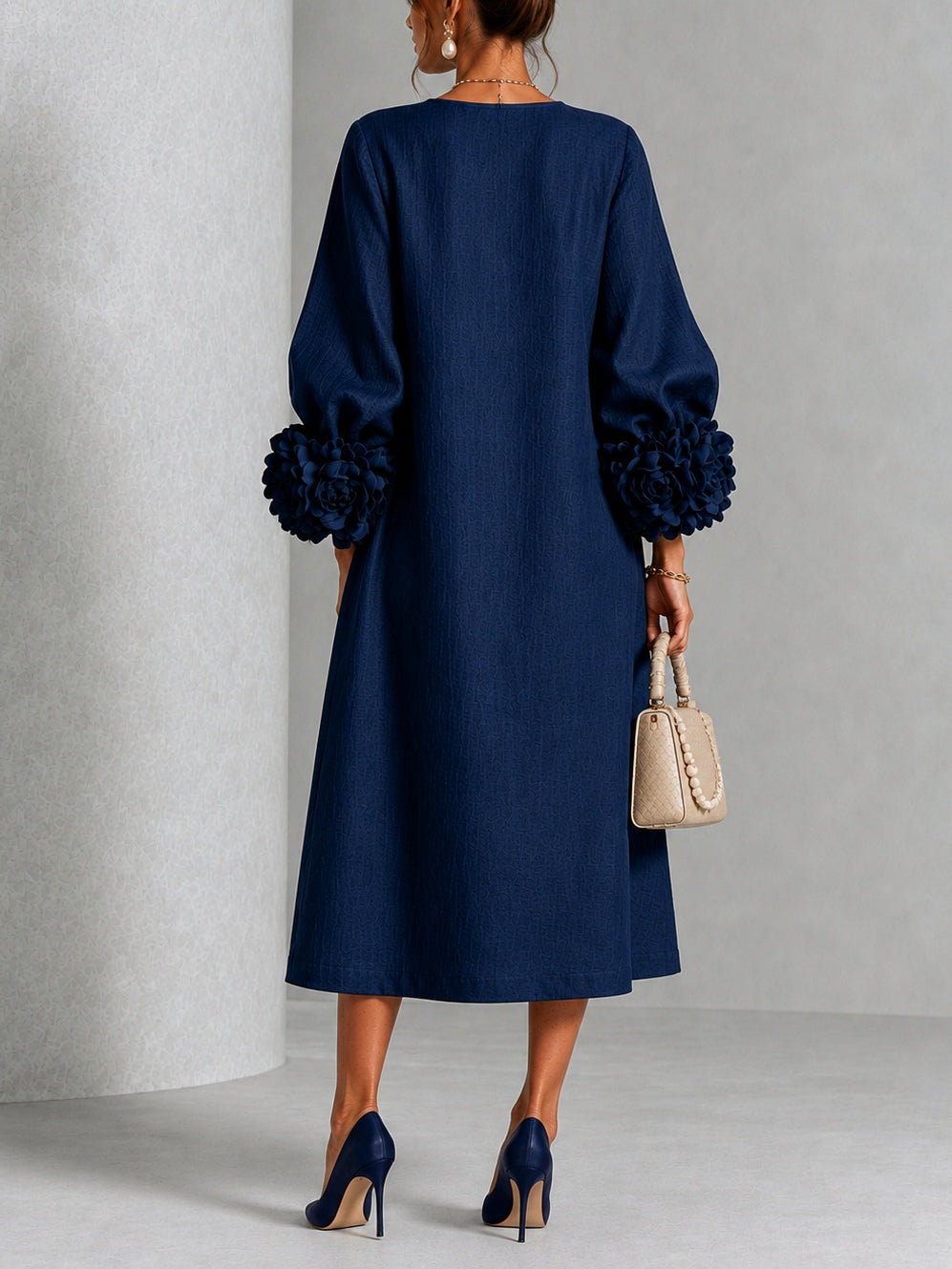 AURORA | RUFFLED CUFF MIDI DRESS