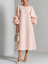 BÁRBARA | LONG PUFF SLEEVE FLORAL MIDI DRESS