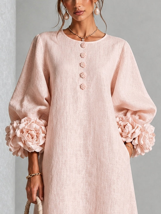 BÁRBARA | LONG PUFF SLEEVE FLORAL MIDI DRESS