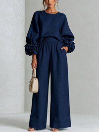 ANTONELA | FLORAL CUFF WIDE LEG TROUSER SET