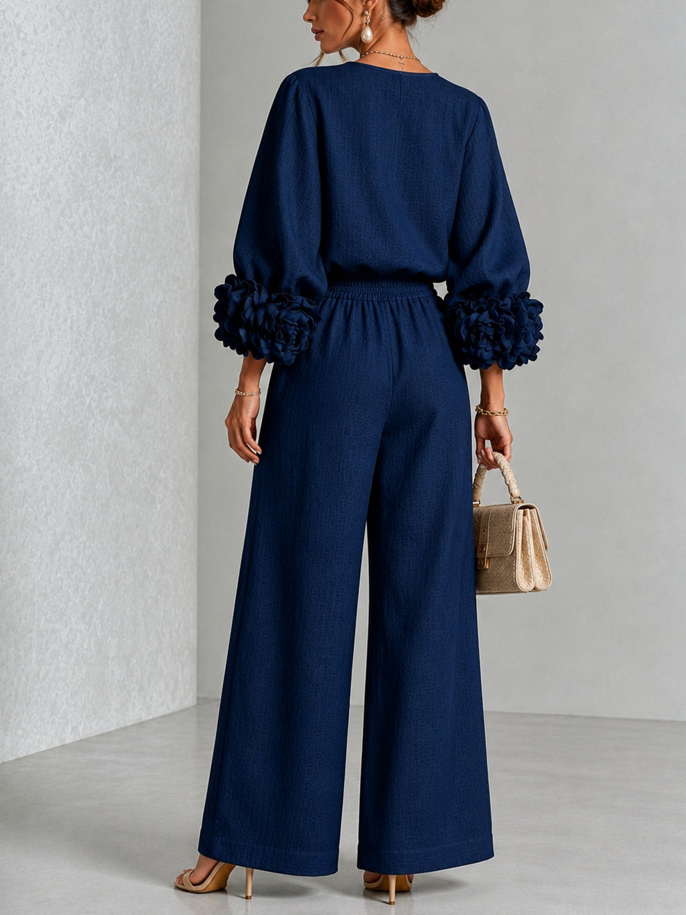 ANTONELA | FLORAL CUFF WIDE LEG TROUSER SET