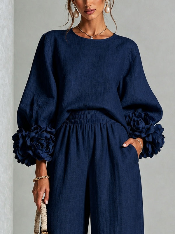 ANTONELA | FLORAL CUFF WIDE LEG TROUSER SET
