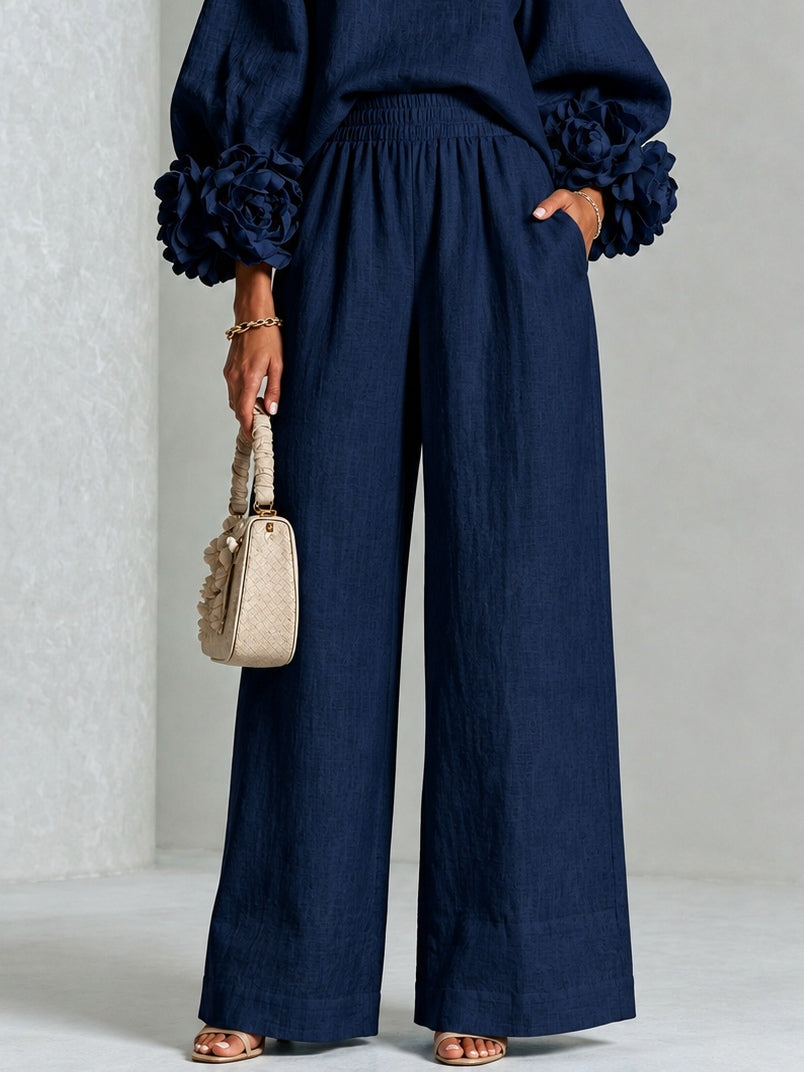ANTONELA | FLORAL CUFF WIDE LEG TROUSER SET