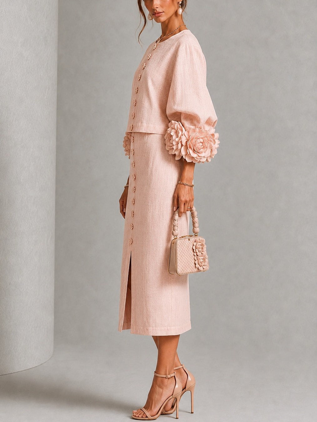 ALICIA | CROPPED BLOUSE & MIDI SKIRT SET