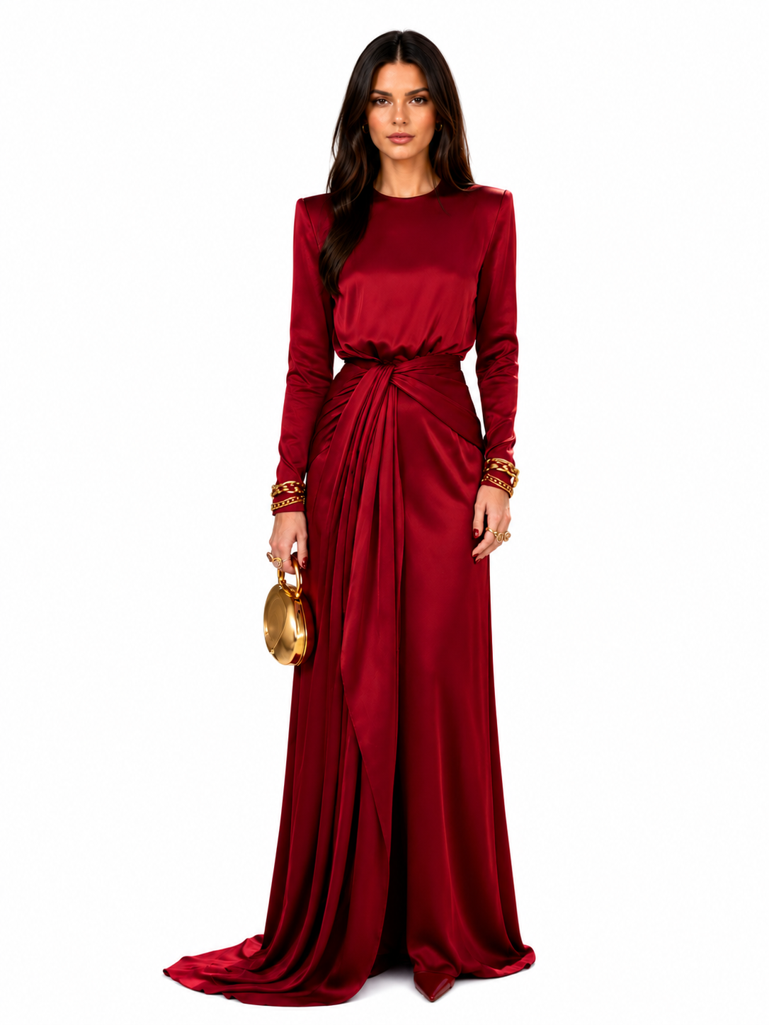 VALERIE | DRAPED SATIN MAXI DRESS