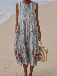 AGNES | RED WILDFLOWER MIDI DRESS