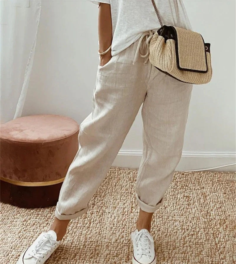 HINE | COTTON LINEN RELAXED TROUSERS