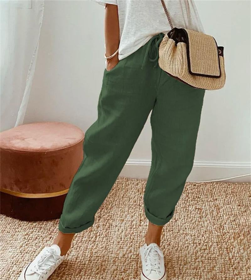 HINE | COTTON LINEN RELAXED TROUSERS