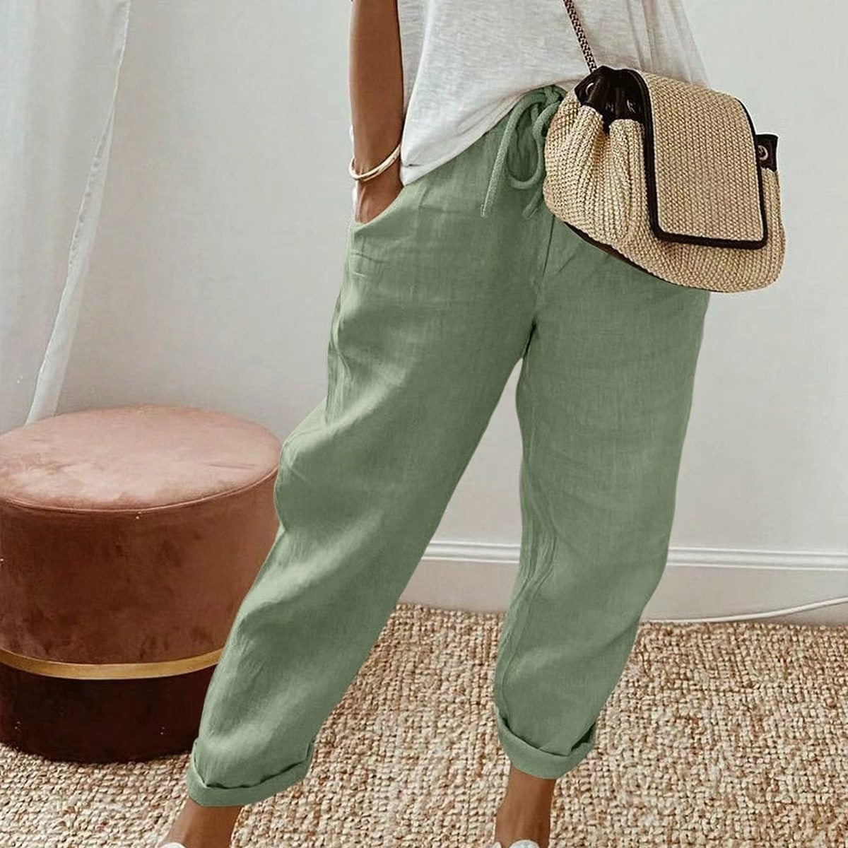 HINE | COTTON LINEN RELAXED TROUSERS