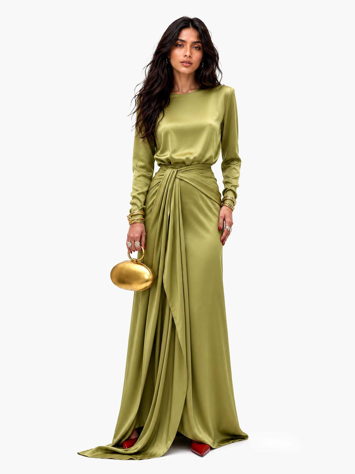 VALERIE | DRAPED SATIN MAXI DRESS