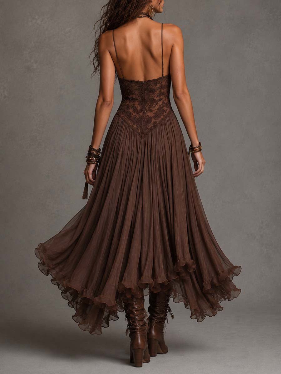 INES | LACE PANEL CHIFFON MAXI DRESS
