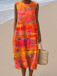 CONSTANCE | SUNSET PATCHWORK MIDI DRESS