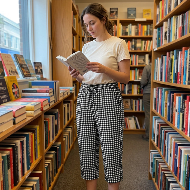 ROSIE | GINGHAM CAPRI TROUSERS