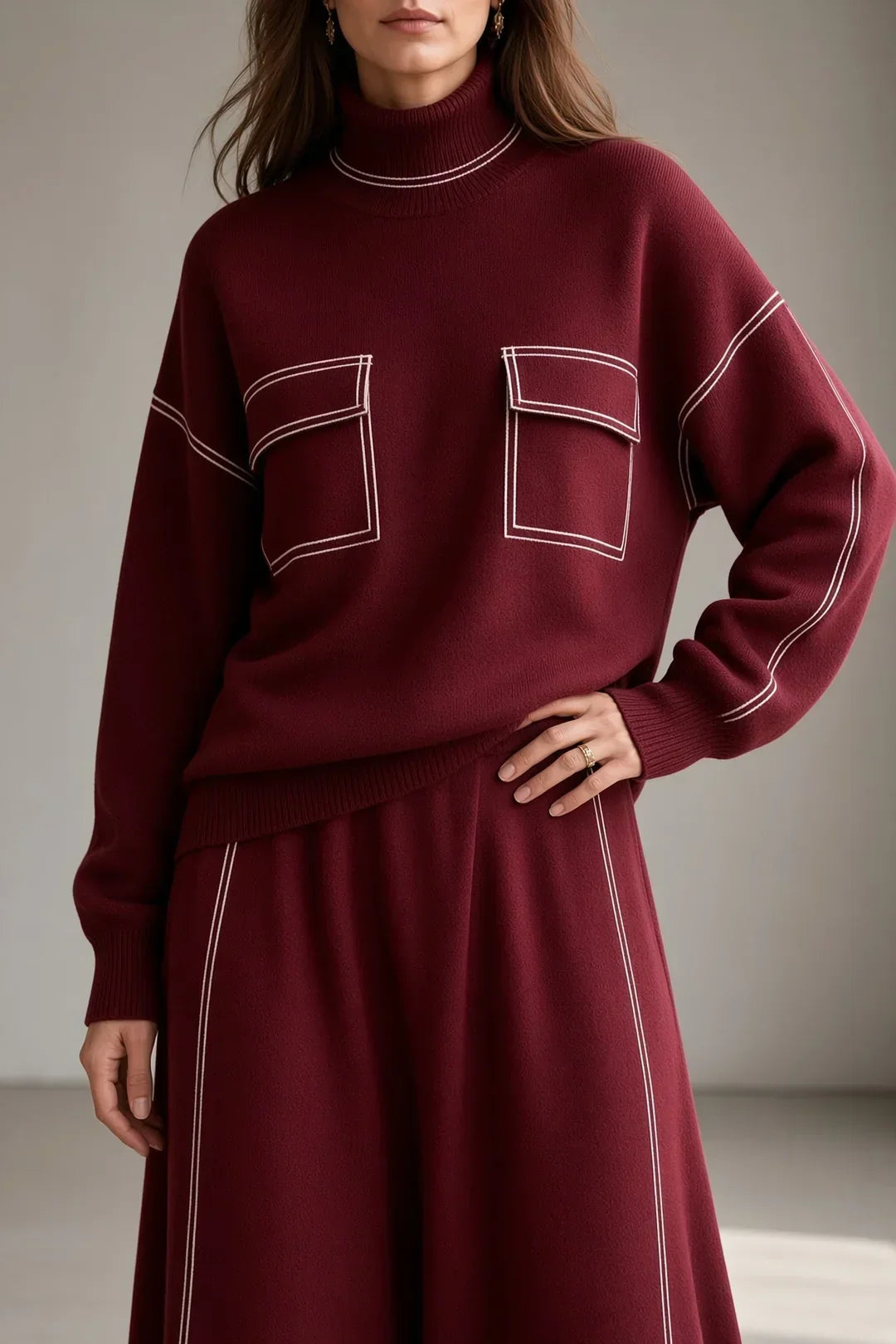 MARLI | SWEATER AND SKIRT SET WITH ROLL NECK