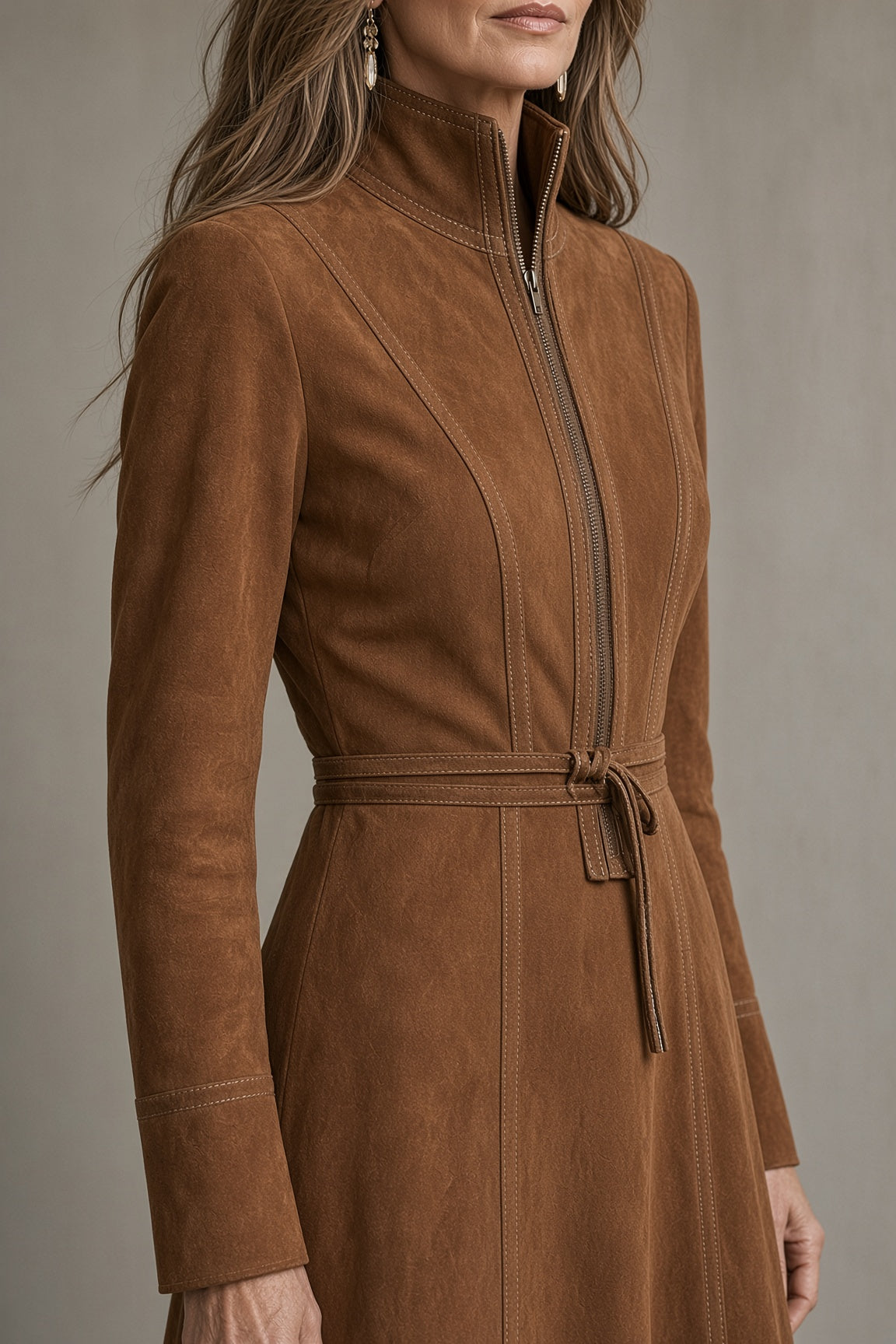 SARA | MIDI DRESS WITH BELT AND ZIP