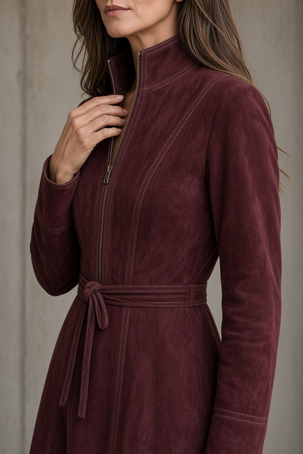 SARA | MIDI DRESS WITH BELT AND ZIP