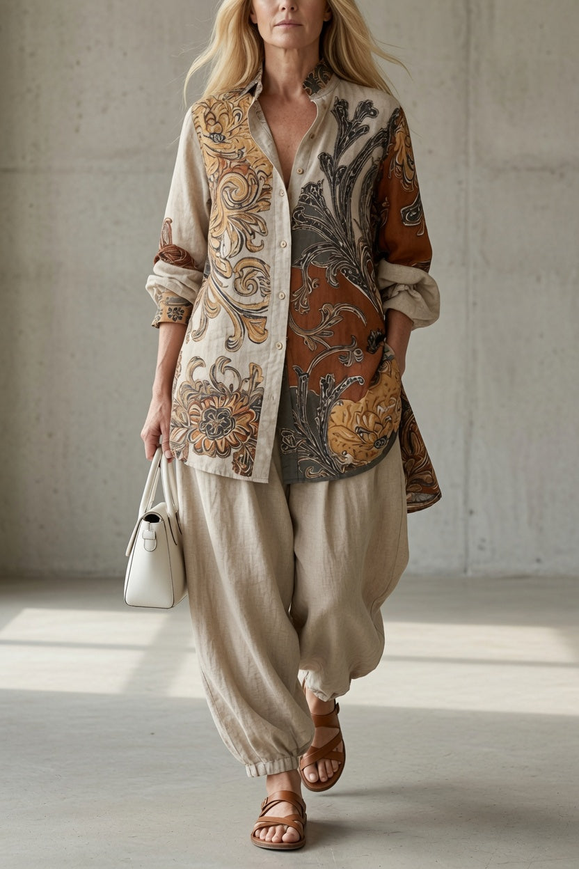 PAULA | FLORAL SHIRT AND TROUSERS SET