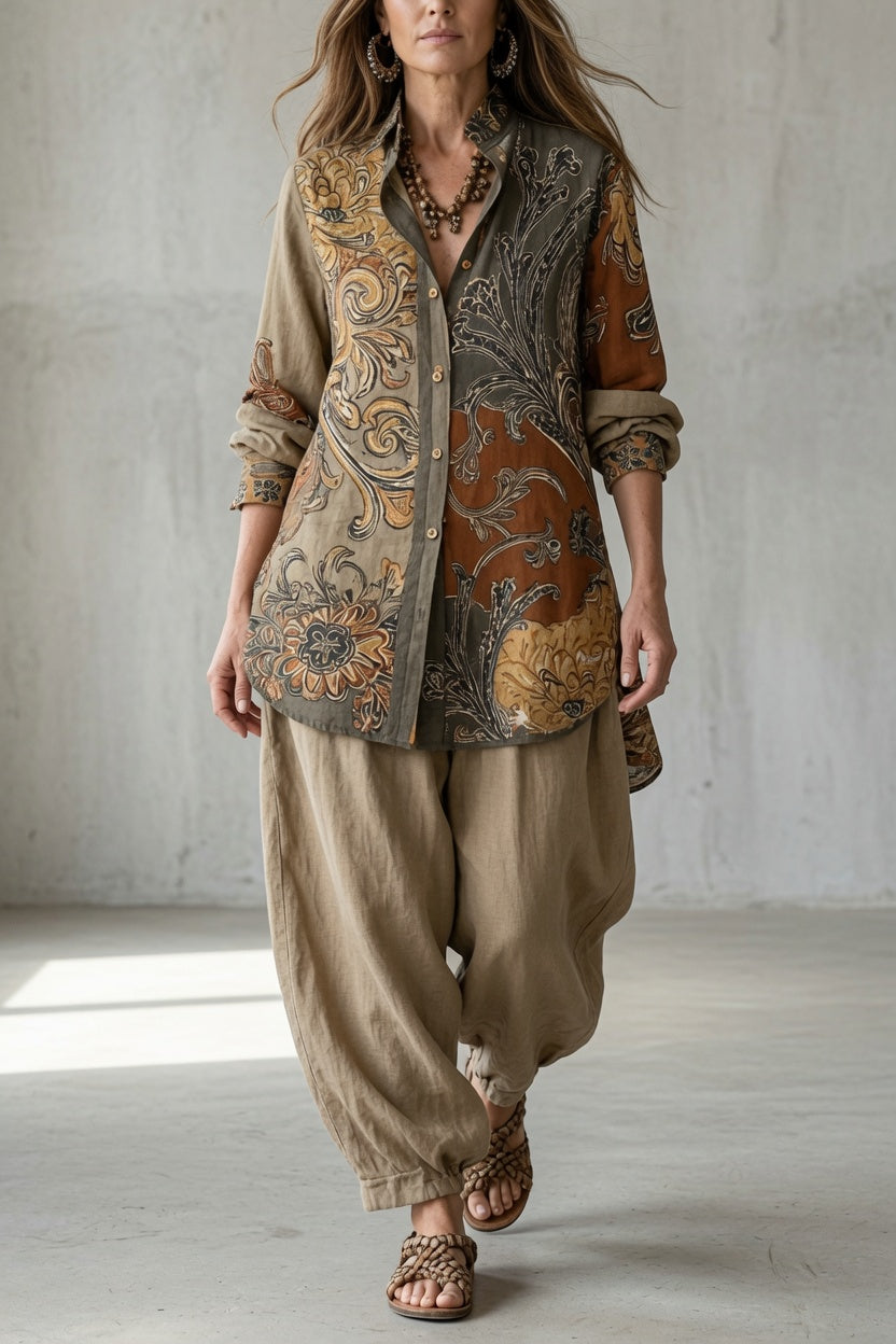 PAULA | FLORAL SHIRT AND TROUSERS SET