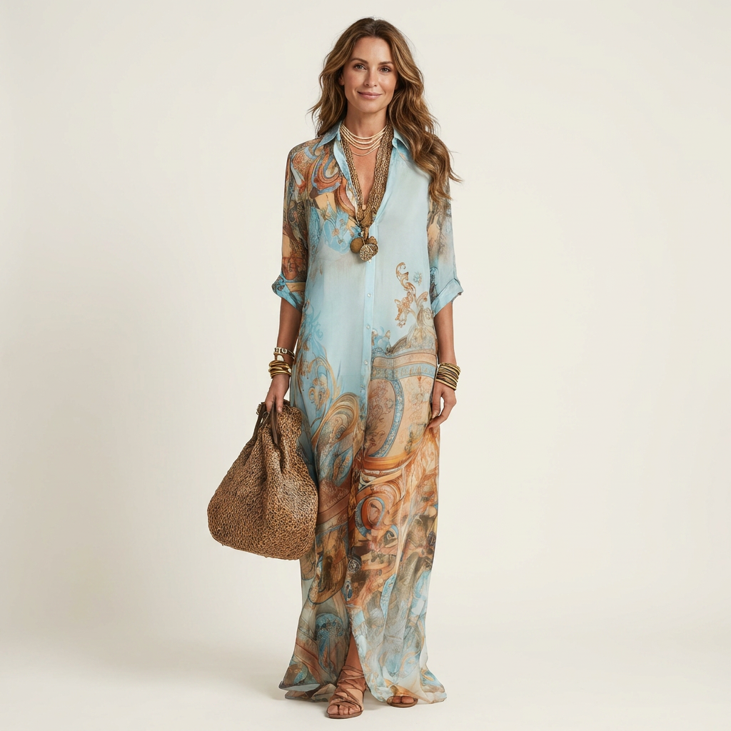 ALICELEON | MAXI SILK SHIRT DRESS