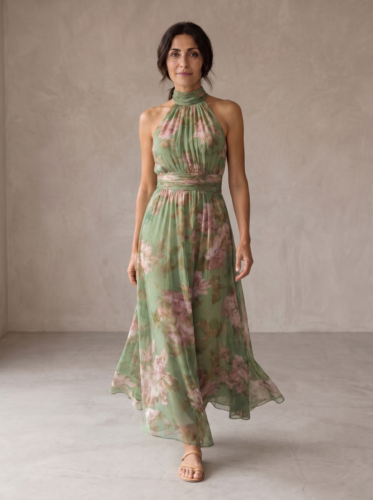 LIDIA | FLORAL MAXI HALTER DRESS