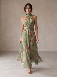 LIDIA | FLORAL MAXI HALTER DRESS