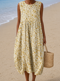 CASSANDRE | GOLDEN FLORAL MIDI DRESS